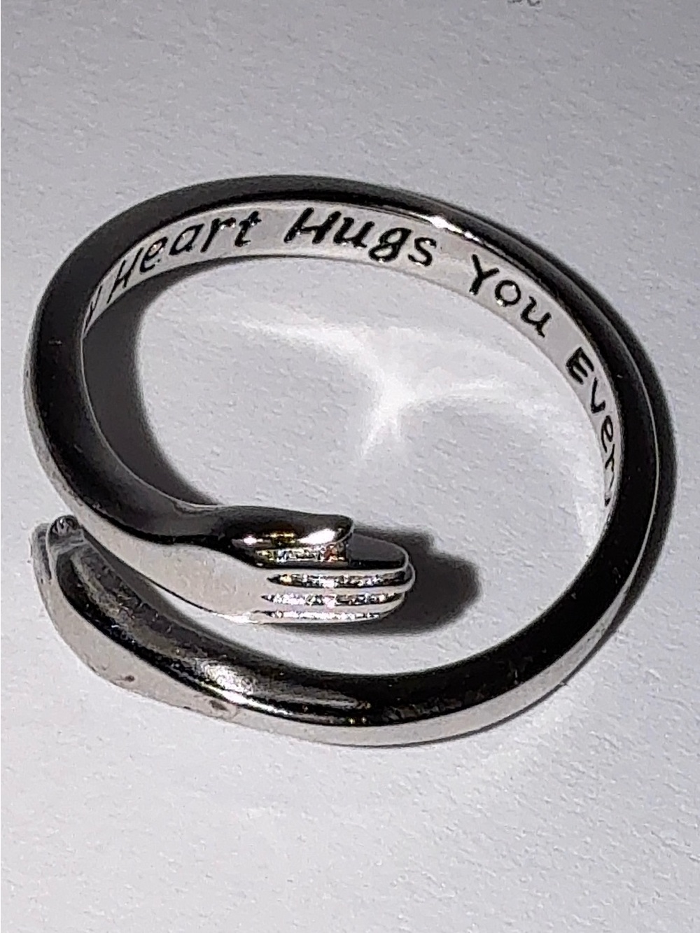 925 Sterling Silver Hug Ring Engraved "My Heart Hugs You Every Moment"